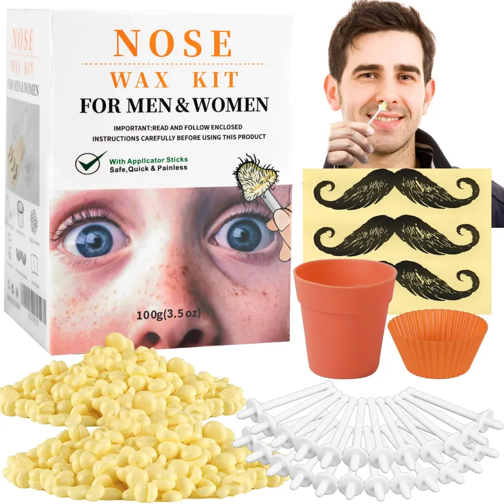 Nose Wax Hair Removal Kit by CoFashion | 100g Wax, 30 Applicators (15-30 Uses) | Painless, Quick & Easy for Men | 15 Mustache Guards, 2 Silicone Cups Nose Wax Hair Removal Kit by CoFashion | 100g Wax, 30 Applicators (15-30 Uses) | Painless, Quick & Easy for Men | 15 Mustache Guards, 2 Silicone Cups