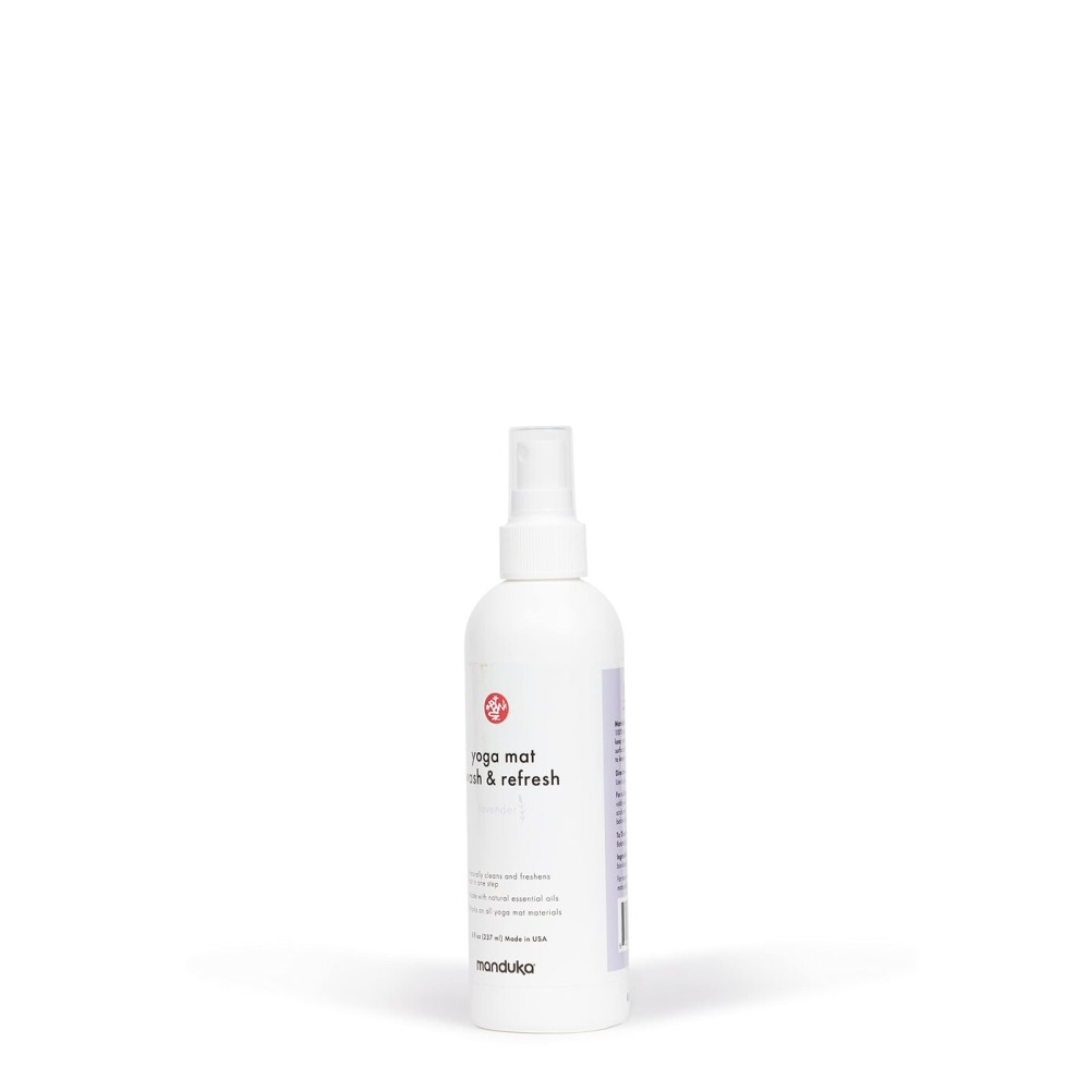 Manduka Yoga Mat Wash and Refresh - 100% Natural Essential Oil Yoga Mat Cleaning Spray, Fitness Equipment and Gym Accessories Cleaner, Non-irritating, Pet Friendly - Lavender Scent, 8 oz Manduka Yoga Mat Wash and Refresh - 100% Natural Essential Oil Yoga Mat Cleaning Spray, Fitness Equipment and Gym Accessories Cleaner, Non-irritating, Pet Friendly - Lavender Scent, 8 oz