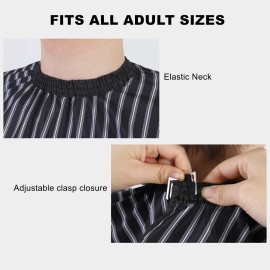 YELEGAI Professional Hair Cutting Cape with Neck Duster Brush, Large Size Salon Hairdresser Cape for Men, Women and Kids(Black With White Stripes)