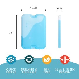 Cool Coolers by Fit & Fresh 4 Pack XL Slim Ice Packs, Quick Freeze Space Saving Reusable Ice Packs for Lunch Boxes or Coolers, Multi Cool Coolers by Fit & Fresh 4 Pack XL Slim Ice Packs, Quick Freeze Space Saving Reusable Ice Packs for Lunch Boxes or Coolers, Multi