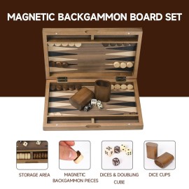 GSE Games & Sports Expert Premium Magnetic Wooden Folding Inlay Backgammon Board Game Set, Portable Travel Board Game (Double Stripe- 11 Inches) GSE Games & Sports Expert Premium Magnetic Wooden Folding Inlay Backgammon Board Game Set, Portable Travel Board Game (Double Stripe- 11 Inches)