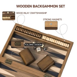 GSE Games & Sports Expert Premium Magnetic Wooden Folding Inlay Backgammon Board Game Set, Portable Travel Board Game (Double Stripe- 11 Inches) GSE Games & Sports Expert Premium Magnetic Wooden Folding Inlay Backgammon Board Game Set, Portable Travel Board Game (Double Stripe- 11 Inches)