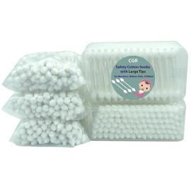400pcs CGR Baby Safety Cotton Swabs with Large Tips for Newborn, Babies, Kids, Children, 100% Organic Cotton, White Paper Sticks, 5 Pack of 80 Swabs Total(2 Boxes and 3 Bags) 400pcs CGR Baby Safety Cotton Swabs with Large Tips for Newborn, Babies, Kids, Children, 100% Organic Cotton, White Paper Sticks, 5 Pack of 80 Swabs Total(2 Boxes and 3 Bags)