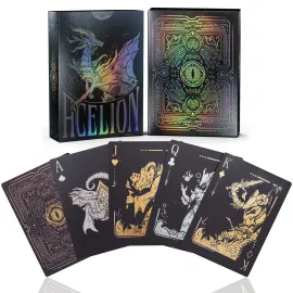WJPC Easy Shuffling Plastic Waterproof Playing Cards,Cool Black Dragon Poker Cards for Game and Party, Deck of CardsDragon