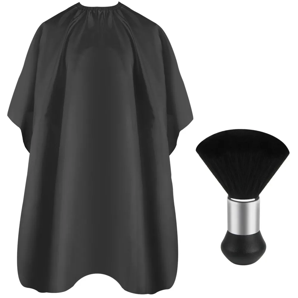FEBSNOW Professional Hair Cutting Cape with Neck Duster Brush, Salon Barber Cape, Hair Cutting Accessories (Black) FEBSNOW Professional Hair Cutting Cape with Neck Duster Brush, Salon Barber Cape, Hair Cutting Accessories (Black)