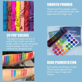 Color Fusion Eyeshadow Palette Highly Pigmented 39 Shades Pink Purple Matte and Shimmers Makeup Palette, Blendable Waterproof Eye Shadow, No Flaking, Little Fall Out, Stay Long, Hard Smudge, Cruelty- Color Fusion Eyeshadow Palette Highly Pigmented 39 Shades Pink Purple Matte and Shimmers Makeup Palette, Blendable Waterproof Eye Shadow, No Flaking, Little Fall Out, Stay Long, Hard Smudge, Cruelty-