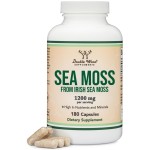 Irish Sea Moss Capsules, More Potent Than Sea Moss Gel Extract (180 Count, 1,200mg per Serving) (from Wildcrafted and Raw Chondrus Crispus) Nutrient Rich Superfood High in Minerals by Double Wood