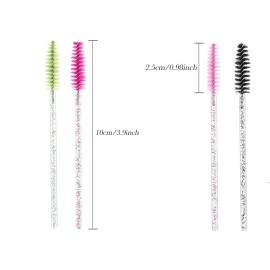 300Pcs Disposable Eyelash Mascara Brushes for Eye Lashes Extension Eyebrow and Makeup for Eye Lash Extension, Eyebrow and Makeup Crystal 6 Colors(Colorful)