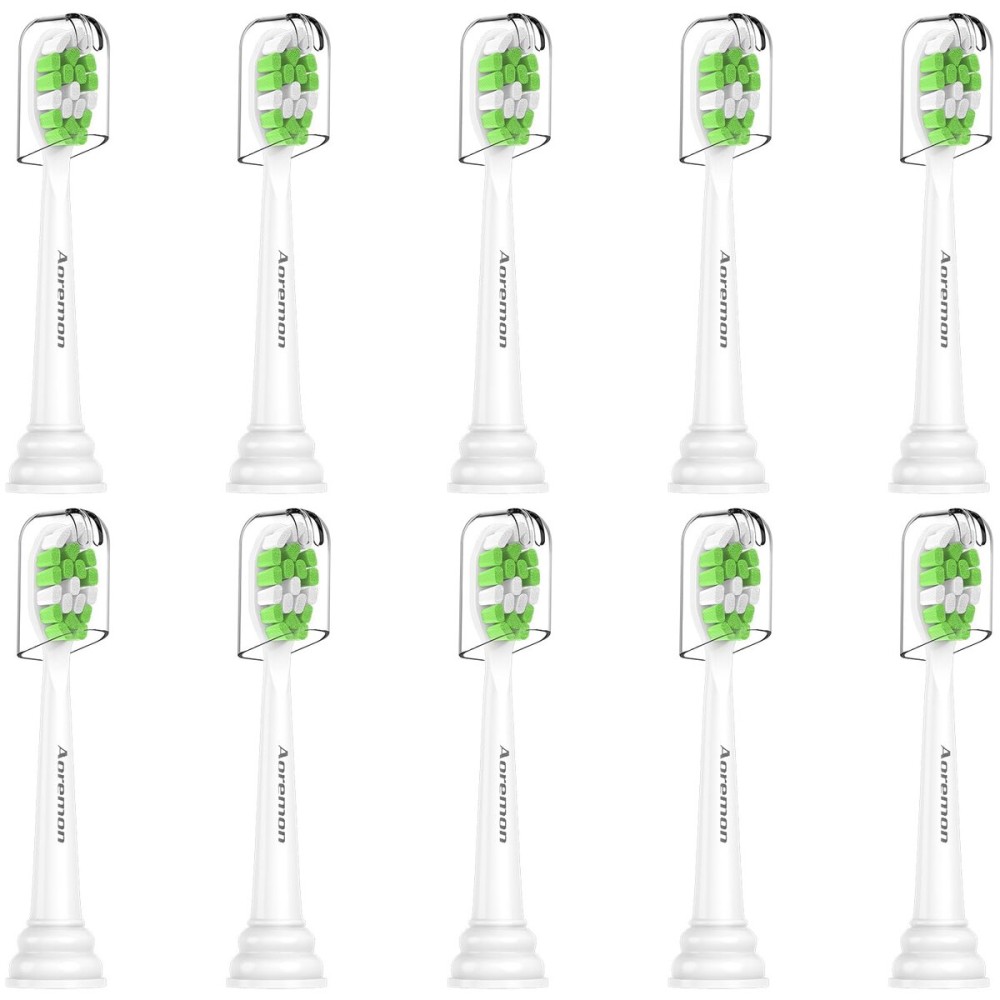 Aoremon Replacement Heads for Philips Sonicare - Compatible with Phillips Sonicare W HX6062/65 & All Snap-on Electric Toothbrush Models, White Pack of 10 Aoremon Replacement Heads for Philips Sonicare - Compatible with Phillips Sonicare W HX6062/65 & All Snap-on Electric Toothbrush Models, White Pack of 10