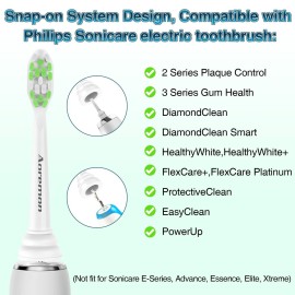 Aoremon Replacement Heads for Philips Sonicare - Compatible with Phillips Sonicare W HX6062/65 & All Snap-on Electric Toothbrush Models, White Pack of 10 Aoremon Replacement Heads for Philips Sonicare - Compatible with Phillips Sonicare W HX6062/65 & All Snap-on Electric Toothbrush Models, White Pack of 10