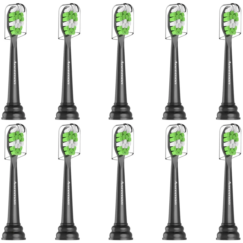 Aoremon Toothbrush Heads for Philips Sonicare HX6064/65 Replacement Heads Compatible with Phillips Soni Care W DiamondClean and Most Soniccare Click-on Electric Toothbrushes, Black,10 Pcs Aoremon Toothbrush Heads for Philips Sonicare HX6064/65 Replacement Heads Compatible with Phillips Soni Care W DiamondClean and Most Soniccare Click-on Electric Toothbrushes, Black,10 Pcs