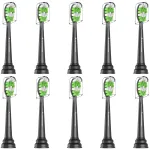 Aoremon Toothbrush Heads for Philips Sonicare HX6064/65 Replacement Heads Compatible with Phillips Soni Care W DiamondClean and Most Soniccare Click-on Electric Toothbrushes, Black,10 Pcs