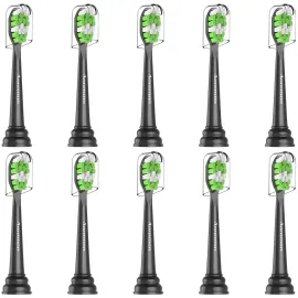 Aoremon Toothbrush Heads for Philips Sonicare HX6064/65 Replacement Heads Compatible with Phillips Soni Care W DiamondClean and Most Soniccare Click-on Electric Toothbrushes, Black,10 Pcs