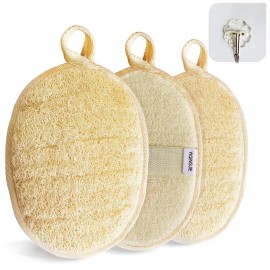 Natural Loofah Sponge Exfoliating Body Scrubber (3 Pack),Made with Eco-Friendly and Biodegradable Shower Luffa Sponge, Loofah for Women and Men, Beige Natural Loofah Sponge Exfoliating Body Scrubber (3 Pack),Made with Eco-Friendly and Biodegradable Shower Luffa Sponge, Loofah for Women and Men, Beige