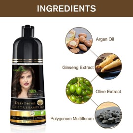 Herbishh Hair Color Shampoo - Magic Dye for Gray Hair, Lasting Color in Minutes - 500 Ml, 3-In-1, Ammonia-Free (Dark Brown) Herbishh Hair Color Shampoo - Magic Dye for Gray Hair, Lasting Color in Minutes - 500 Ml, 3-In-1, Ammonia-Free (Dark Brown)
