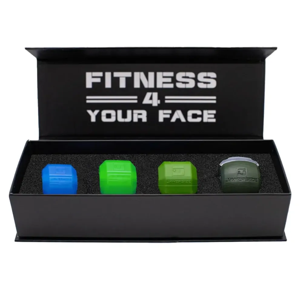 Jawzrsize Athletic Bundle Jaw Enhancer - Jaw, Face, and Neck Exerciser, Helps Reduce Stress and Cravings - Facial Exercise (Pop N Go & Custom Fit (Beg., Adv., & Elite), Green & Blue) Jawzrsize Athletic Bundle Jaw Enhancer - Jaw, Face, and Neck Exerciser, Helps Reduce Stress and Cravings - Facial Exercise (Pop N Go & Custom Fit (Beg., Adv., & Elite), Green & Blue)