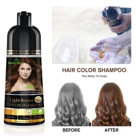 Herbishh 3-In-1 Magic Hair Dye Shampoo for Gray Hair - Light Brown, 500 Ml, Ammonia-Free, Long Lasting, Colors Hair in Minutes,Unisex Herbishh 3-In-1 Magic Hair Dye Shampoo for Gray Hair - Light Brown, 500 Ml, Ammonia-Free, Long Lasting, Colors Hair in Minutes,Unisex