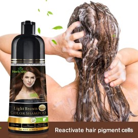 Herbishh 3-In-1 Magic Hair Dye Shampoo for Gray Hair - Light Brown, 500 Ml, Ammonia-Free, Long Lasting, Colors Hair in Minutes,Unisex Herbishh 3-In-1 Magic Hair Dye Shampoo for Gray Hair - Light Brown, 500 Ml, Ammonia-Free, Long Lasting, Colors Hair in Minutes,Unisex