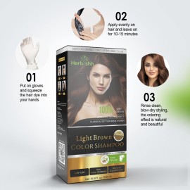 Herbishh 3-In-1 Magic Hair Dye Shampoo for Gray Hair - Light Brown, 500 Ml, Ammonia-Free, Long Lasting, Colors Hair in Minutes,Unisex Herbishh 3-In-1 Magic Hair Dye Shampoo for Gray Hair - Light Brown, 500 Ml, Ammonia-Free, Long Lasting, Colors Hair in Minutes,Unisex