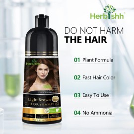 Herbishh 3-In-1 Magic Hair Dye Shampoo for Gray Hair - Light Brown, 500 Ml, Ammonia-Free, Long Lasting, Colors Hair in Minutes,Unisex Herbishh 3-In-1 Magic Hair Dye Shampoo for Gray Hair - Light Brown, 500 Ml, Ammonia-Free, Long Lasting, Colors Hair in Minutes,Unisex