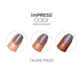 KISS imPRESS No Glue Mani Press On Nails, Color, \'Taupe Prize\', Nude, Short Size, Squoval Shape, Includes 30 Nails, Prep Pad, Instructions Sheet, 1 Manicure Stick, 1 Mini File KISS imPRESS No Glue Mani Press On Nails, Color, \'Taupe Prize\', Nude, Short Size, Squoval Shape, Includes 30 Nails, Prep Pad, Instructions Sheet, 1 Manicure Stick, 1 Mini File