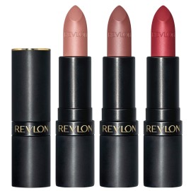 Revlon Super Lustrous 3-Piece Lipstick Gift Set, High Impact, Matte Finish, 003 Pick Me Up, 014 Shameless, 008 Show Off, 0.45 Oz