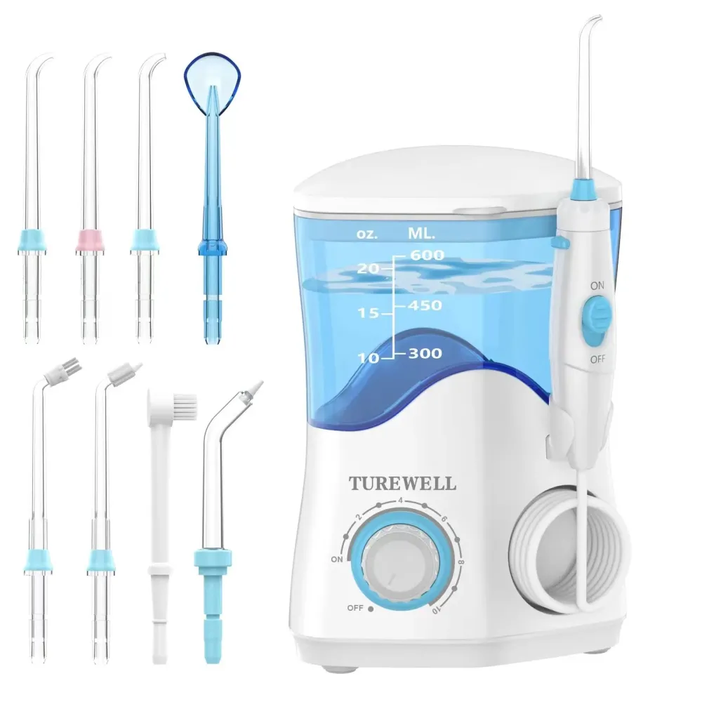 TUREWELL Water Dental Flosser for Teeth/Braces, Water Teeth Cleaner 8 Jet Tips and 10 Pressure Levels, 600ML Large Water Tank Oral Irrigator for Family(White) TUREWELL Water Dental Flosser for Teeth/Braces, Water Teeth Cleaner 8 Jet Tips and 10 Pressure Levels, 600ML Large Water Tank Oral Irrigator for Family(White)