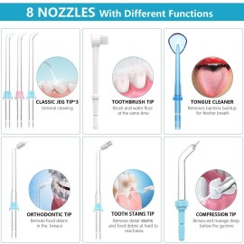 TUREWELL Water Dental Flosser for Teeth/Braces, Water Teeth Cleaner 8 Jet Tips and 10 Pressure Levels, 600ML Large Water Tank Oral Irrigator for Family(White) TUREWELL Water Dental Flosser for Teeth/Braces, Water Teeth Cleaner 8 Jet Tips and 10 Pressure Levels, 600ML Large Water Tank Oral Irrigator for Family(White)