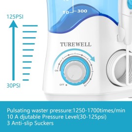 TUREWELL Water Dental Flosser for Teeth/Braces, Water Teeth Cleaner 8 Jet Tips and 10 Pressure Levels, 600ML Large Water Tank Oral Irrigator for Family(White) TUREWELL Water Dental Flosser for Teeth/Braces, Water Teeth Cleaner 8 Jet Tips and 10 Pressure Levels, 600ML Large Water Tank Oral Irrigator for Family(White)