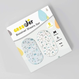 GRSSDER Stretchy Ultra Soft Fitted Bassinet Sheet Set 2 Pack, Universal Fit for Bassinets Baby Cradle Moses Basket Oval Rectangle Pad/Mattress, Happy Dinosaurs Bassinet Sheets for Girls and Boys GRSSDER Stretchy Ultra Soft Fitted Bassinet Sheet Set 2 Pack, Universal Fit for Bassinets Baby Cradle Moses Basket Oval Rectangle Pad/Mattress, Happy Dinosaurs Bassinet Sheets for Girls and Boys