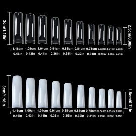 1000PCS Nail Tips Acrylic Nails 10 sizes Artificial Half Cover False Flake Nail Tips for Nail Salon Nail Shop DIY Nail Art Ballerina Nails (French Fake Nail Extension Tips)