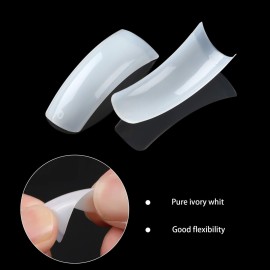 1000PCS Nail Tips Acrylic Nails 10 sizes Artificial Half Cover False Flake Nail Tips for Nail Salon Nail Shop DIY Nail Art Ballerina Nails (French Fake Nail Extension Tips)