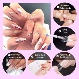 1000PCS Nail Tips Acrylic Nails 10 sizes Artificial Half Cover False Flake Nail Tips for Nail Salon Nail Shop DIY Nail Art Ballerina Nails (French Fake Nail Extension Tips)