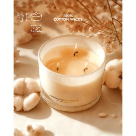 96NORTH Luxury Vanilla Soy Candles | Large 3 Wick Jar Candle | Up to 50 Hours Burning Time | 100% Natural Soy Wax | Relaxing Aromatherapy Aesthetic Candle | Housewarming Gift for Men and Women 96NORTH Luxury Vanilla Soy Candles | Large 3 Wick Jar Candle | Up to 50 Hours Burning Time | 100% Natural Soy Wax | Relaxing Aromatherapy Aesthetic Candle | Housewarming Gift for Men and Women