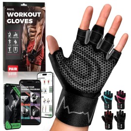 MhIL Workout Gloves for Men - Comfortable Gym Gloves for Men with Enhanced Grip for Safety and Hand Protection - Weight Lifting Protection with Wrist Wraps Support for Performance Boost and Style