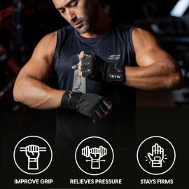 MhIL Workout Gloves for Men - Comfortable Gym Gloves for Men with Enhanced Grip for Safety and Hand Protection - Weight Lifting Protection with Wrist Wraps Support for Performance Boost and Style MhIL Workout Gloves for Men - Comfortable Gym Gloves for Men with Enhanced Grip for Safety and Hand Protection - Weight Lifting Protection with Wrist Wraps Support for Performance Boost and Style
