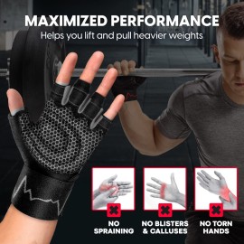 MhIL Workout Gloves for Men - Comfortable Gym Gloves for Men with Enhanced Grip for Safety and Hand Protection - Weight Lifting Protection with Wrist Wraps Support for Performance Boost and Style MhIL Workout Gloves for Men - Comfortable Gym Gloves for Men with Enhanced Grip for Safety and Hand Protection - Weight Lifting Protection with Wrist Wraps Support for Performance Boost and Style