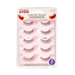 KISS Looks So Natural, False Eyelashes, \'Sultry\', 12 mm, Includes 5 Pairs Of Lashes, Contact Lens Friendly, Easy to Apply, Reusable Strip Lashes, Glue-On