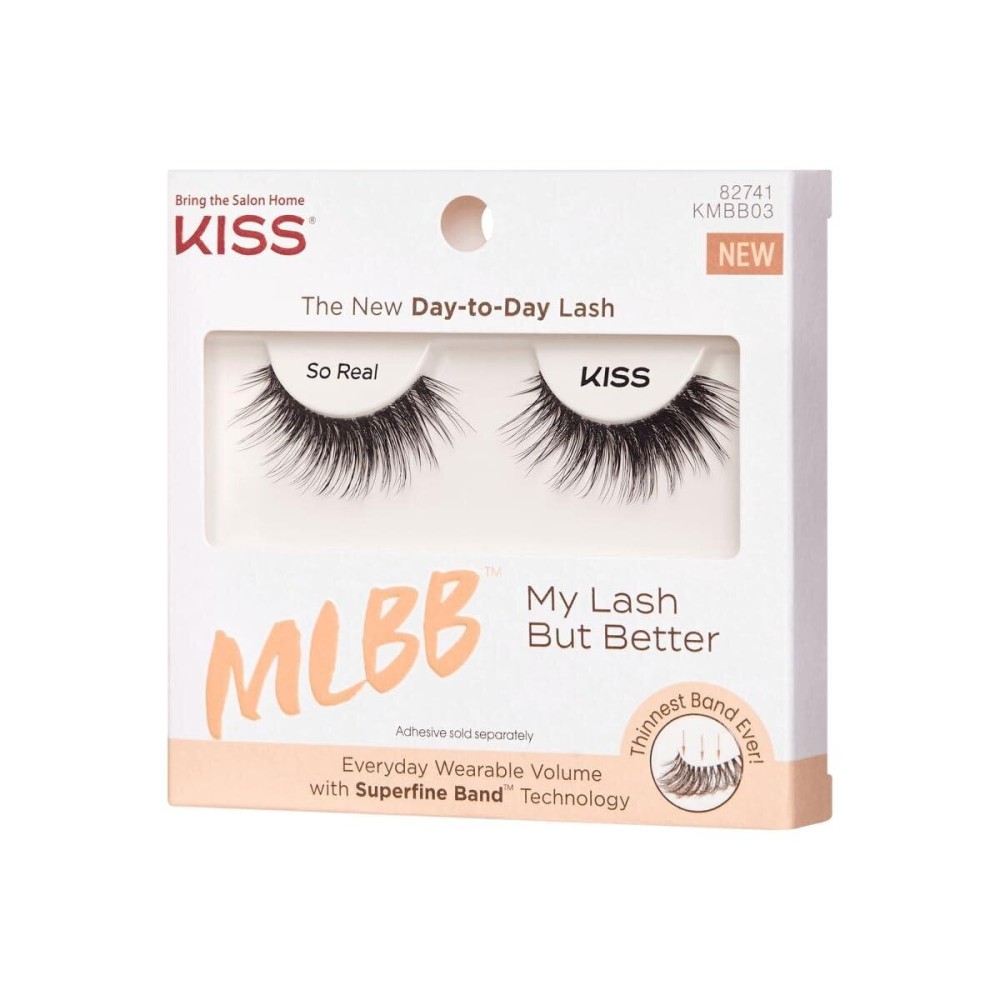 KISS My Lash But Better, False Eyelashes, \'So Real\', 12 mm, Includes 1 Pair Of Lash, Contact Lens Friendly, Easy to Apply, Reusable Strip Lashes, Glue-On KISS My Lash But Better, False Eyelashes, \'So Real\', 12 mm, Includes 1 Pair Of Lash, Contact Lens Friendly, Easy to Apply, Reusable Strip Lashes, Glue-On