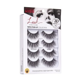 KISS Lash Couture Triple Push Up Collection Multipack, 3D Volume False Eyelashes with Triple Design Technology, Multi-Angles & Lengths, Reusable, Style \'Bombshell\', 4 Pairs Fake Eyelashes KISS Lash Couture Triple Push Up Collection Multipack, 3D Volume False Eyelashes with Triple Design Technology, Multi-Angles & Lengths, Reusable, Style \'Bombshell\', 4 Pairs Fake Eyelashes