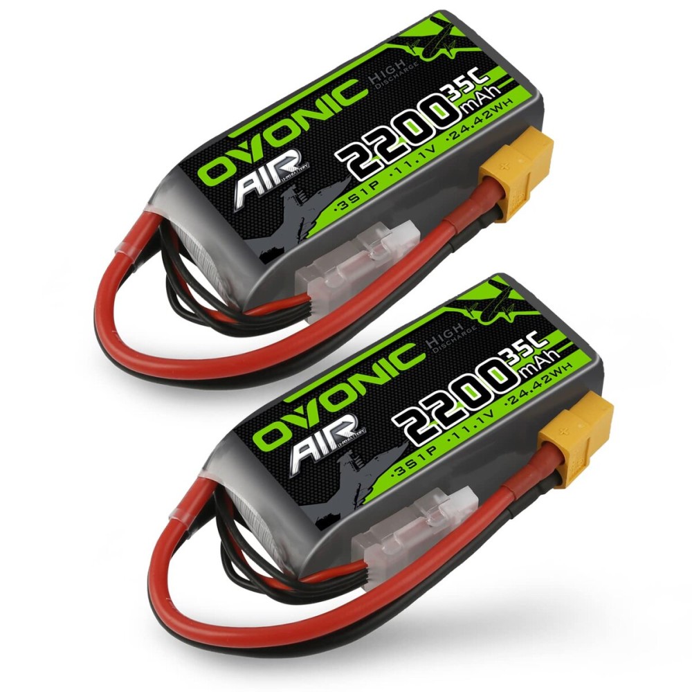 OVONIC 3s Lipo Battery 35C (Burst 70C) 2200mAh 11.1V Lipo Battery with XT60 Connector for Airplane RC Quadcopter Helicopter FPV Drone(2pcs) OVONIC 3s Lipo Battery 35C (Burst 70C) 2200mAh 11.1V Lipo Battery with XT60 Connector for Airplane RC Quadcopter Helicopter FPV Drone(2pcs)