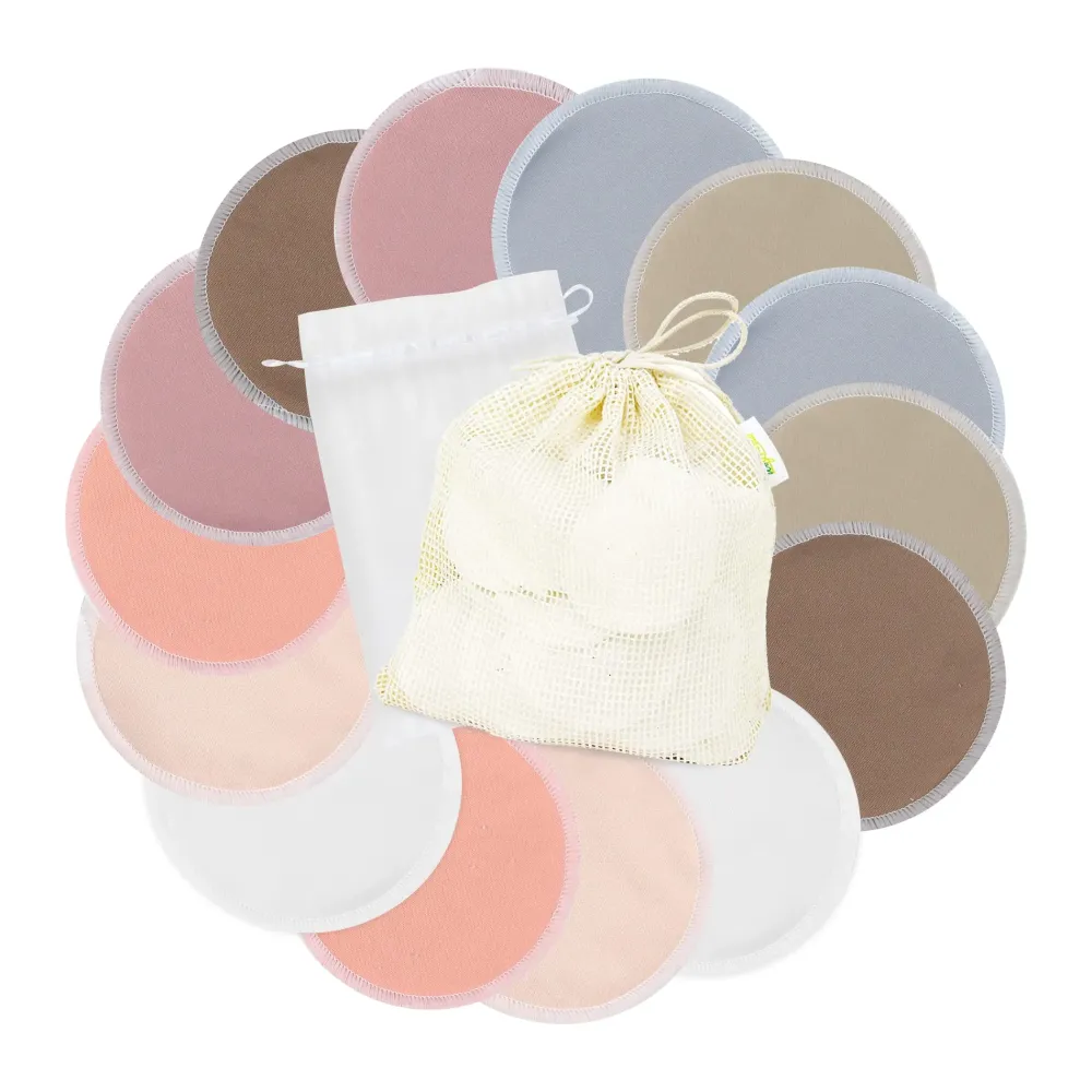 wegreeco Nursing Breast Pads (14 Pack) + Laundry Bag & Travel Storage Bag, 4.7 inch Option - Washable & Reusable Breastfeeding Nursing Pads (Mild, Large)