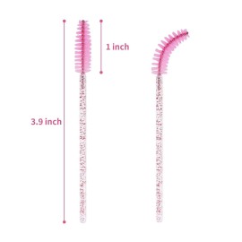 CHEFBEE 100PCS Disposable Eyelash Brush, Mascara Wands Makeup Brushes Applicators Kits for Eyelash Extensions and Eyebrow with Container (Light Pink)