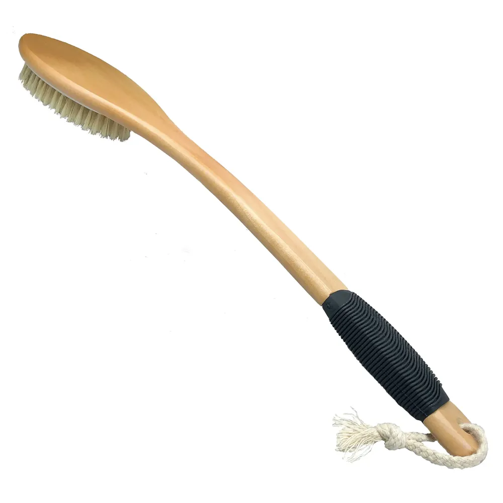 OWIIZI Bath Brush Wooden Curved Long Handle Antiskid Shower Brush for Exfoliating, Natural Bristle Scrubber for Back Use Wet or Dry OWIIZI Bath Brush Wooden Curved Long Handle Antiskid Shower Brush for Exfoliating, Natural Bristle Scrubber for Back Use Wet or Dry