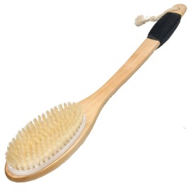 OWIIZI Bath Brush Wooden Curved Long Handle Antiskid Shower Brush for Exfoliating, Natural Bristle Scrubber for Back Use Wet or Dry OWIIZI Bath Brush Wooden Curved Long Handle Antiskid Shower Brush for Exfoliating, Natural Bristle Scrubber for Back Use Wet or Dry