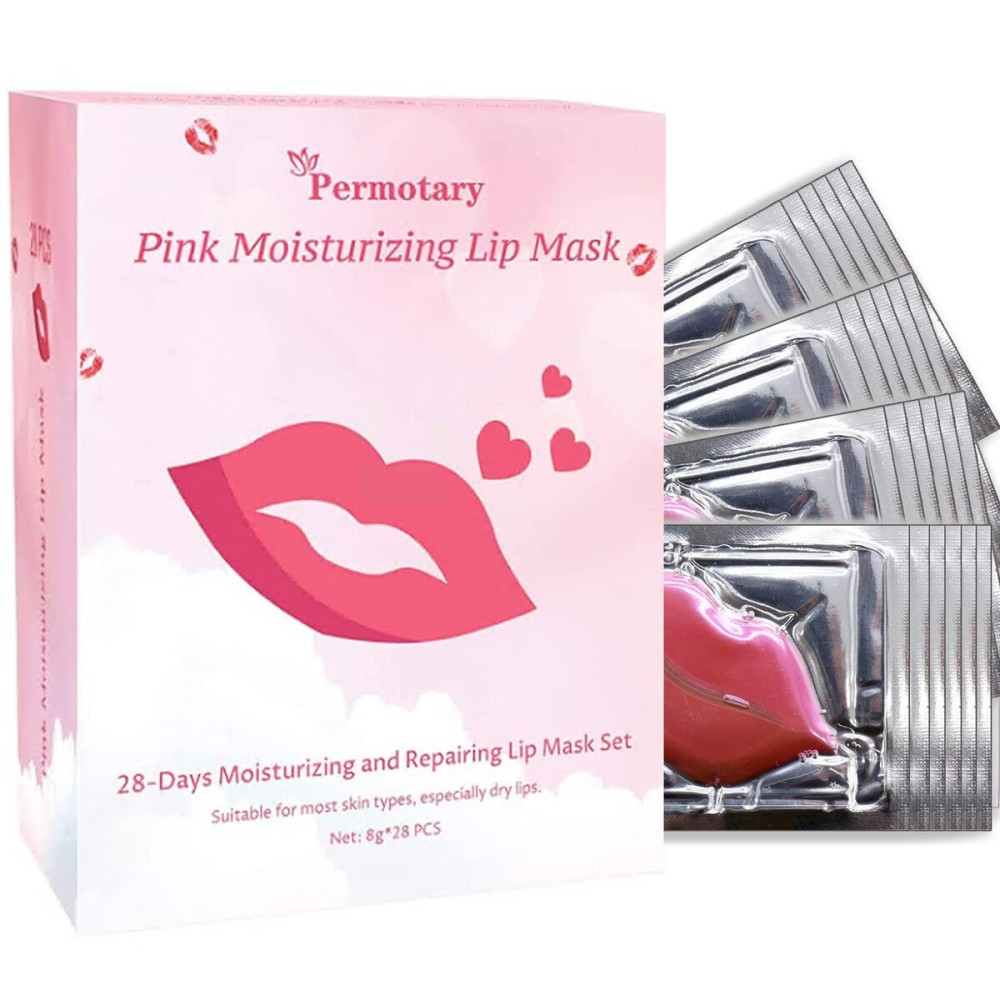 Permotary 28 PCS Collagen Lip Mask Crystal Lip Care Gel Pads for Moisturizing & Reducing Chapped, Smoothing Lip Fine Lines-Lip Patches for Firms & Hydrate and Plump Your Lips Permotary 28 PCS Collagen Lip Mask Crystal Lip Care Gel Pads for Moisturizing & Reducing Chapped, Smoothing Lip Fine Lines-Lip Patches for Firms & Hydrate and Plump Your Lips