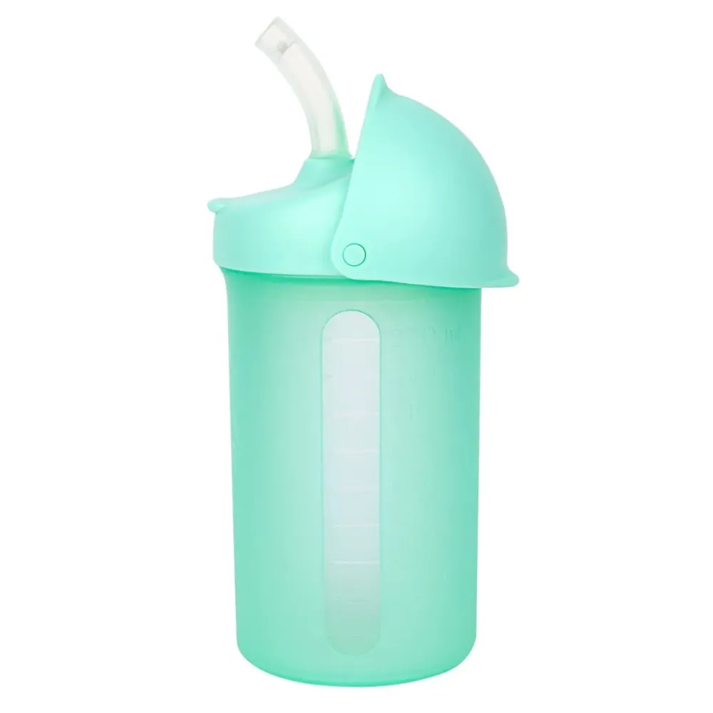 Boon Swig Insulated Silicone Straw Sippy Cup - Flip Top Spill Proof Toddler Straw Cups - Baby and Toddler Feeding Supplies - Baby Travel Essentials - 9 Oz - Mint
