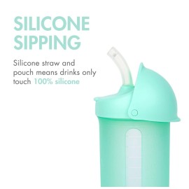 Boon Swig Insulated Silicone Straw Sippy Cup - Flip Top Spill Proof Toddler Straw Cups - Baby and Toddler Feeding Supplies - Baby Travel Essentials - 9 Oz - Mint