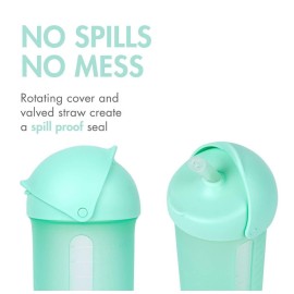 Boon Swig Insulated Silicone Straw Sippy Cup - Flip Top Spill Proof Toddler Straw Cups - Baby and Toddler Feeding Supplies - Baby Travel Essentials - 9 Oz - Mint