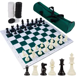 Juegoal 20 Portable Chess & Checkers Set, 2 in 1 Travel Board Games for Kids and Adults, Folding Roll up Chess Game Sets, Extra 26 Checker Pieces, Tournament Thick Mousepad Mat with Storage Bag Juegoal 20 Portable Chess & Checkers Set, 2 in 1 Travel Board Games for Kids and Adults, Folding Roll up Chess Game Sets, Extra 26 Checker Pieces, Tournament Thick Mousepad Mat with Storage Bag